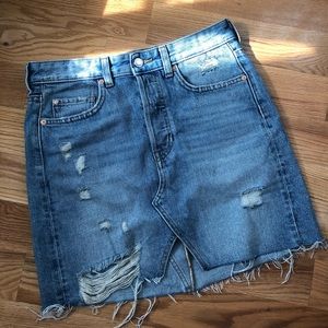H&M Distressed Demin Mini Skirt